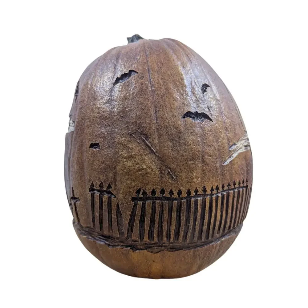 VTG Salem Collection Pumpkin Halloween Spooky Cemetery Primitive‎ Folk Art USA
